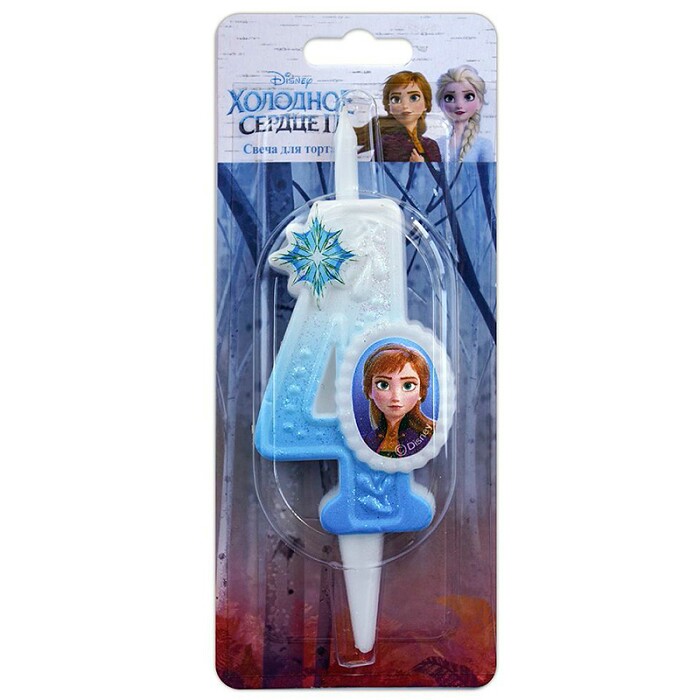 Свеча для торта Цифра Холодное Сердце "4" 12см
