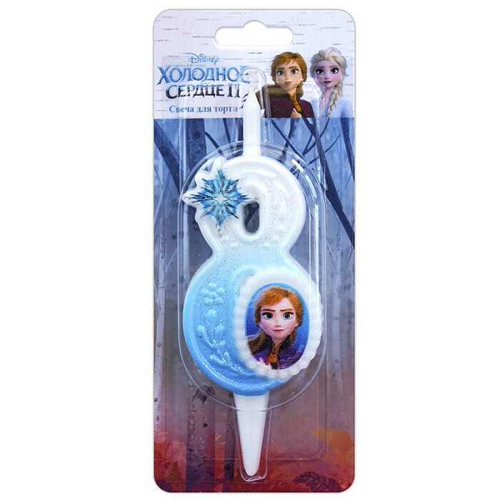 Свеча для торта Цифра Холодное Сердце "8" 12см