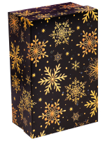 Коробка прямоугольник 19х12х7,5см Золотые снежинки на черном