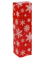 Коробка под бутылку Снежинки на красном