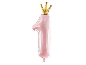 Шар фольга Цифра 36"/PD с короной Light Pink "1"