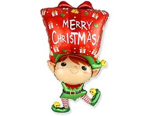 Шар фольга фигура Эльф с подарком Fm