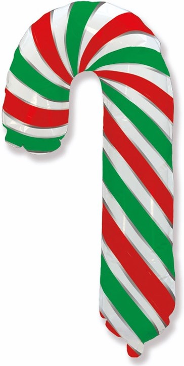 НГ Шар фольга мини Леденец трость Красный Зеленый 12'' 30см Fm ДБ