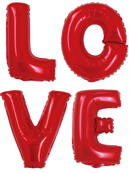 Шар фольга Буквы надпись 16''/41см/FL LOVE красны