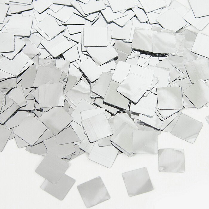 Конфетти квадрат фольга Серебро металлик 1см 50г ВВ