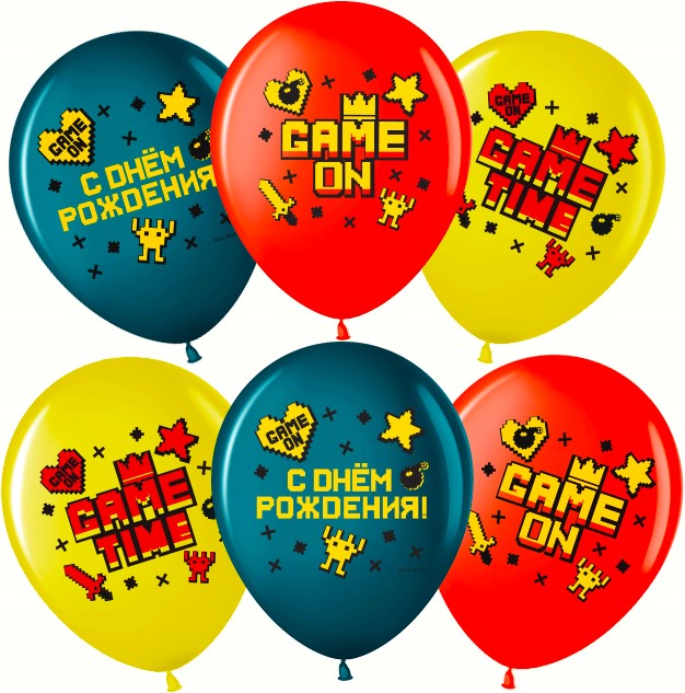 Шар латекс 12"/ВВ пастель С ДР Game Time ассорти 2ст 25шт