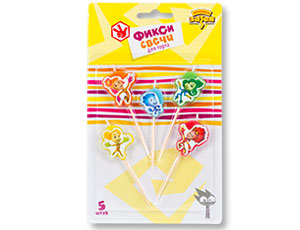 Свеча для торта фигура на пике Фиксики (уп5)