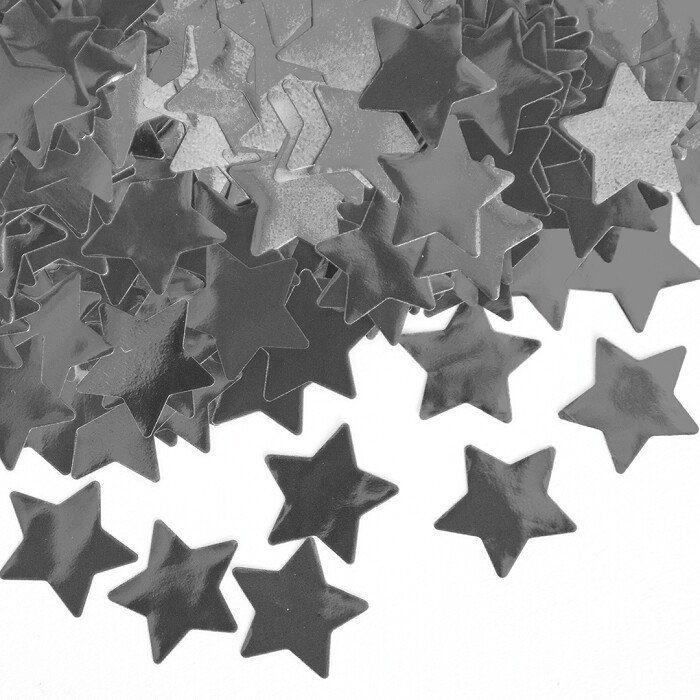 Конфетти фольга Звезды Серебро металлик 1,5см 50гр