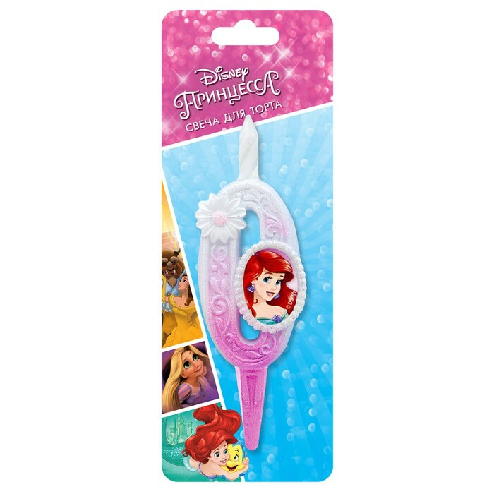 Свеча для торта Цифра Принцессы Диснея "0" 10см