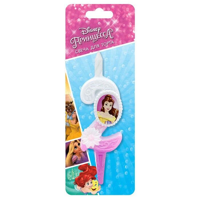 Свеча для торта Цифра Принцессы Диснея "2" 10см