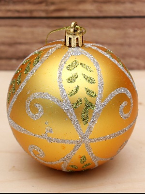 Игрушки на елку Шары   8см Волшебный орнамент золотой (уп6)
