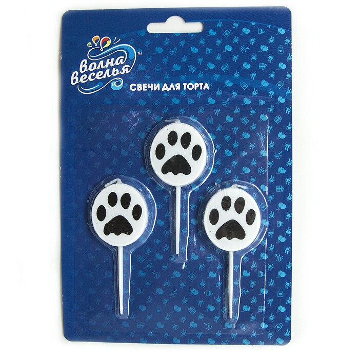 Свеча для торта фигура на пике Лапки 3,5см (уп3)