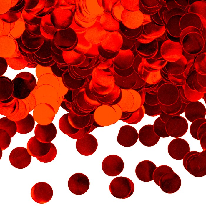 Конфетти Круг фольга 1,0см Красный металлик 50г
