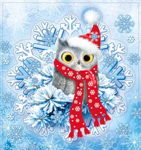 Наклейка двусторонняя А5 Сова в шапочке (10шт)