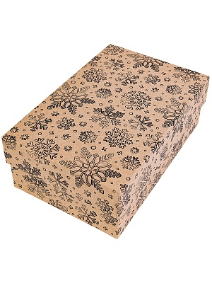 Коробка прямоугольник Крафт Снежинки 17х11х6см