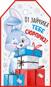 Бирка для подарка От зайчика тебе сюрприз (символ года) (20шт)