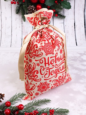 Мешок для подарков 30х45см С Новым Годом