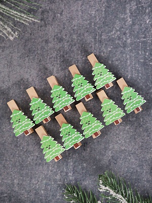 Прищепки дерево декор Елочки 3,5см (уп10)