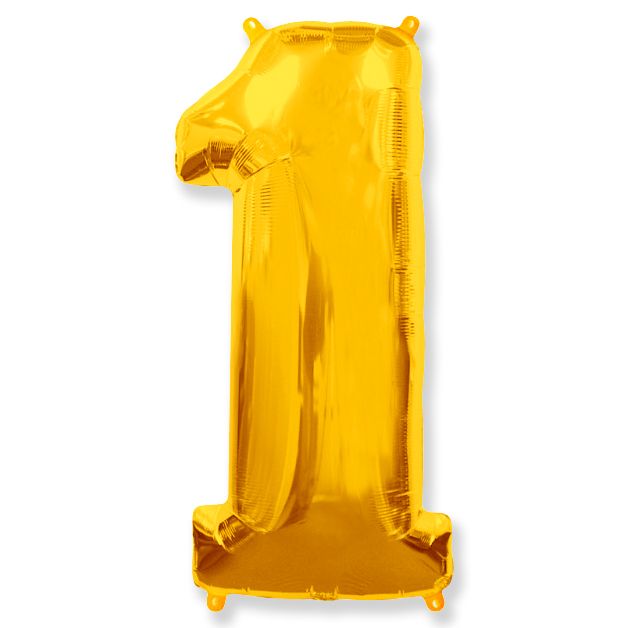 Шар фольга Цифра 40''/Fm Золото Gold "1"