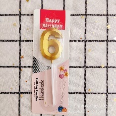 Свеча для торта Цифра грани Золото "6"
