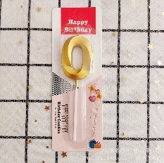 Свеча для торта Цифра грани Золото "0"