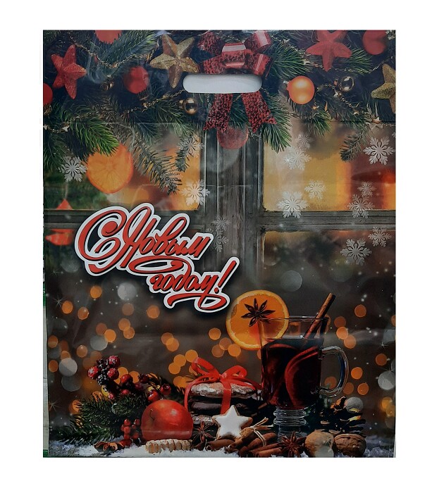 Пакет ПЭТ с вырубной ручкой Глинтвейн (520+30)*420*0,070мм (100шт)