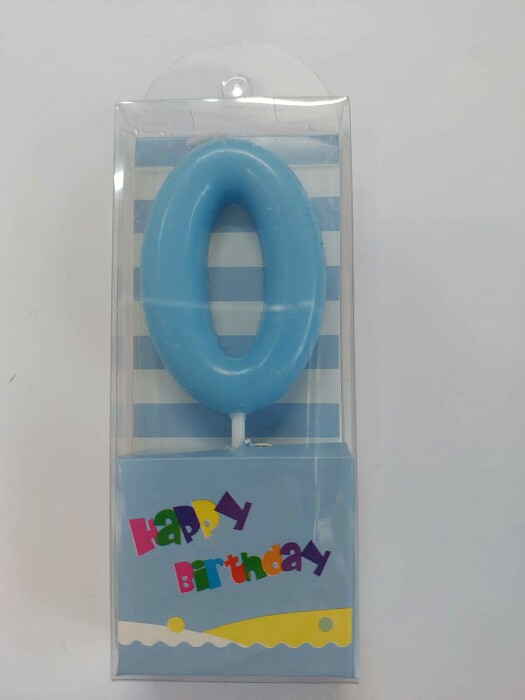 Свеча для торта Цифра Голубая 5см "0"