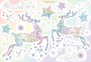 Наклейка для оформления А3 Серебристые олени