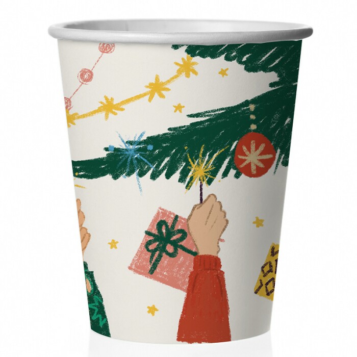 Стаканы бумага 250мл Новогоднее настроение уп6