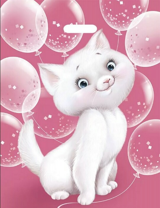 Пакет полиэтиленовый 38*48 см Кошка с шариками