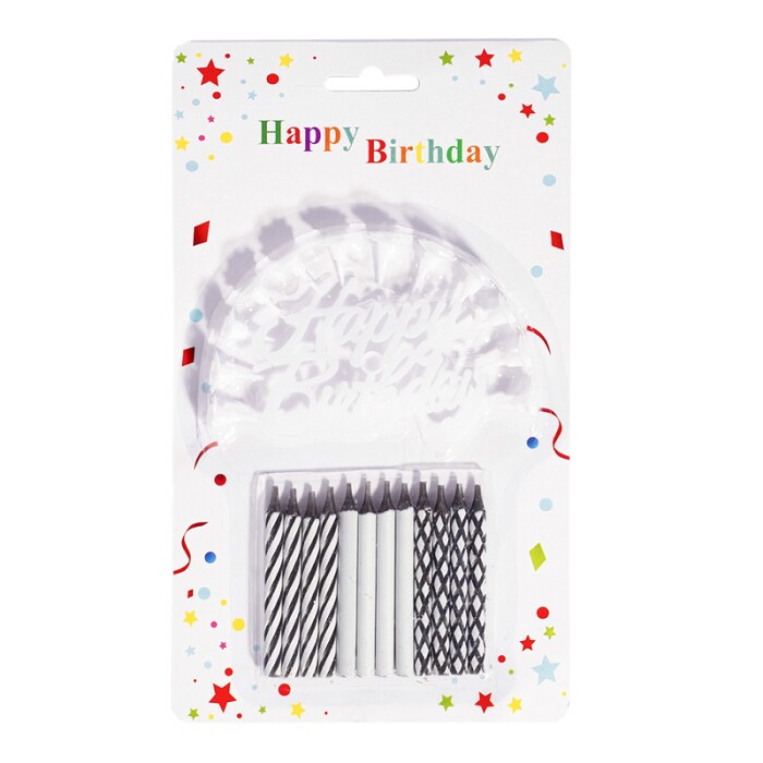 Свеча для торта с держателем Дуэт черно-белые 7см (уп12)