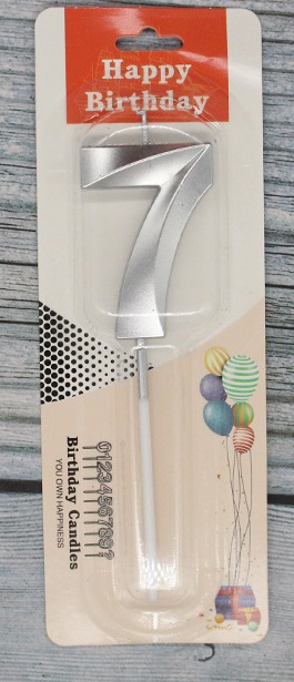Свеча для торта Цифра грани Серебро "7"КА