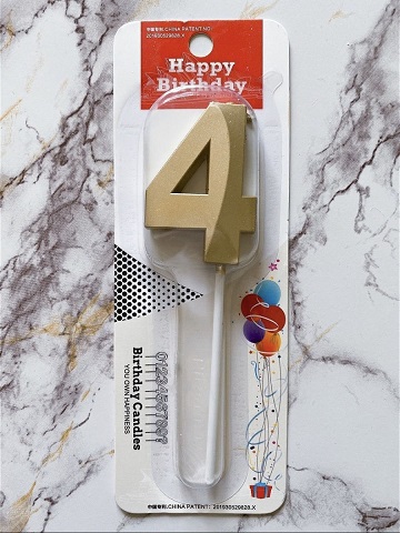 Свеча для торта Цифра грани Розовое Золото "4"/КА