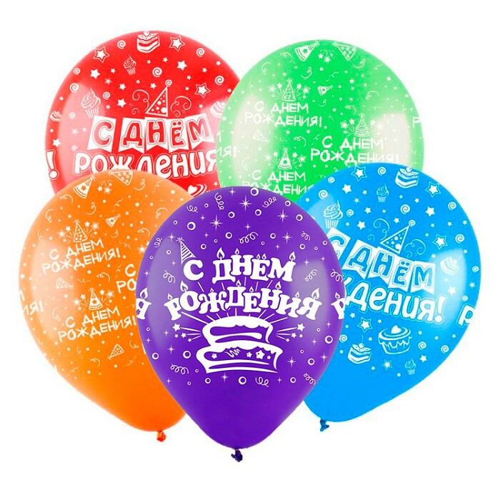 Шар латекс с рисунком 12''DC пастель СДР Универсальный ассорти 5ст 50шт