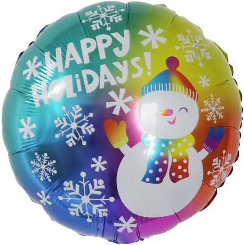 Шар фольга 18''/FL круг С Новым Годом снеговик в ярком шарфе 1шт