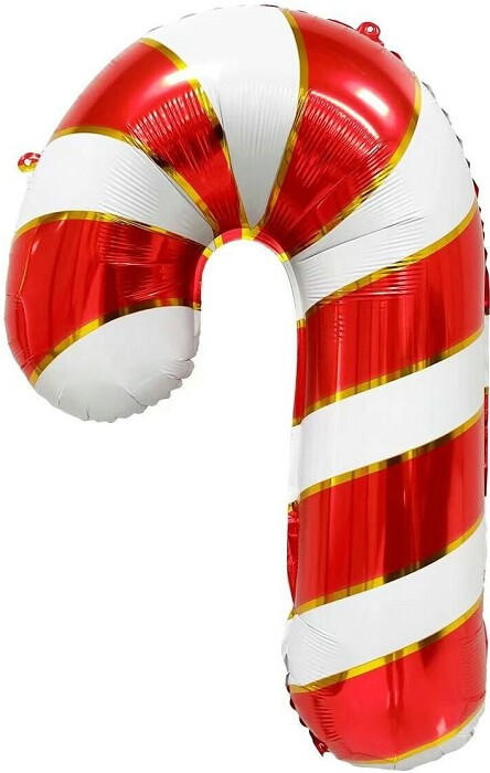 Шар 29"74 см, фольга Леденец-трость, белыйкрасныйзолото
