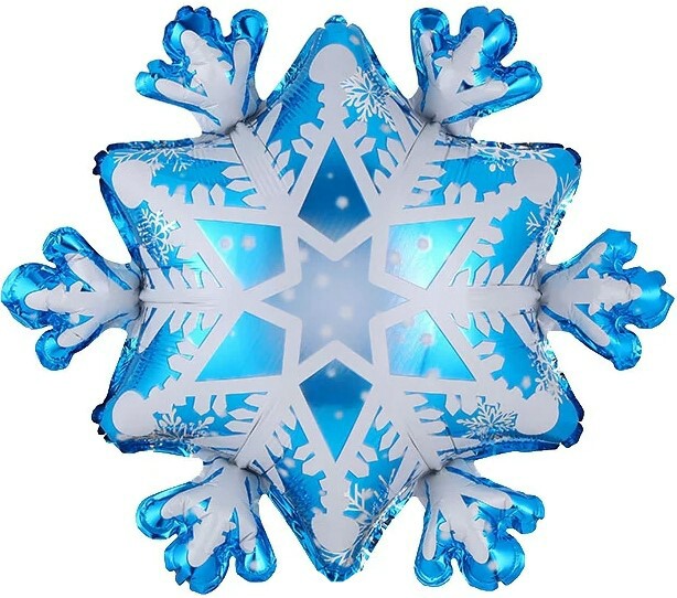 Шар фольга фигура Снежинка Голубой Белый 28'' 71см FL