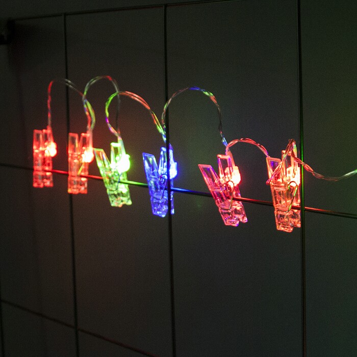 Гирлянда светодиодная Прищепки 20 Led IP 14,3м Разноцветный Мерцающий цвет 1шт