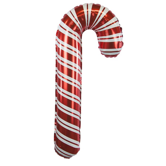 Шар 33"84 см, фольга Леденец-трость, белыйкрасный