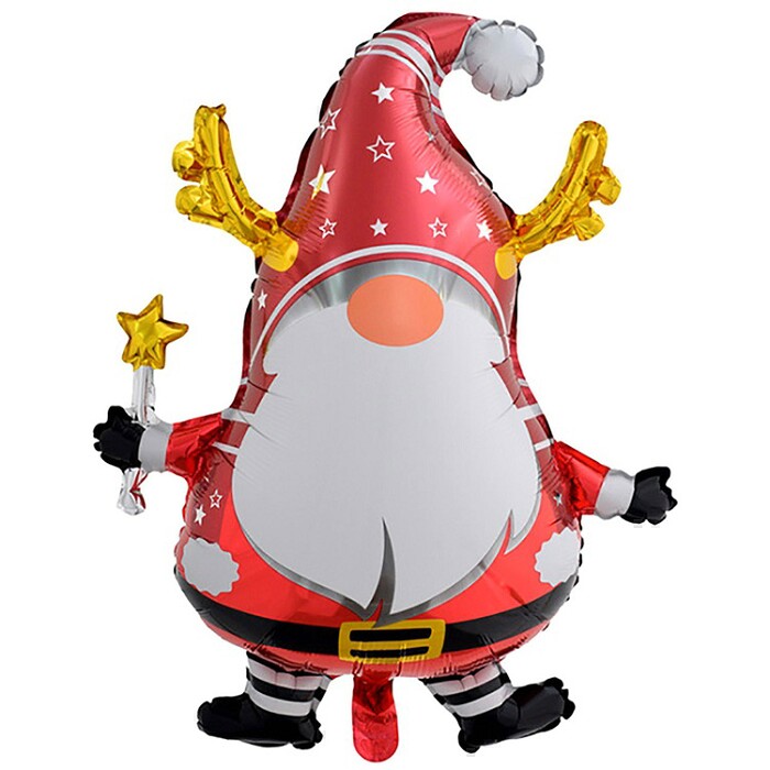 Шар фольга фигура Гном красный с рогами