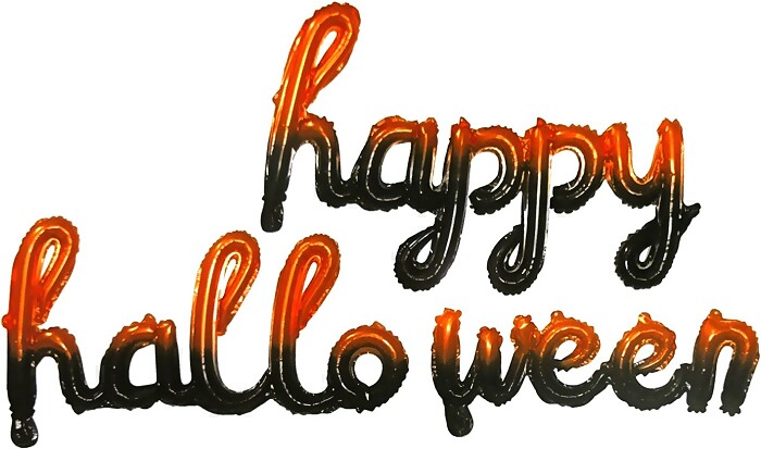 Шар фольга надпись Happy Halloween Черный Оранжевый 17'' 43см/FL