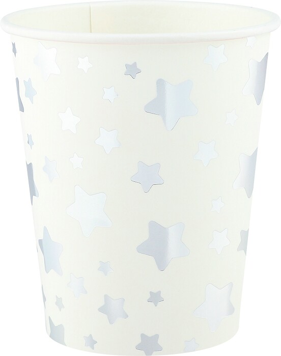 Стаканы бумага 250мл Звезды Микс Белый серебро металлик (уп6)