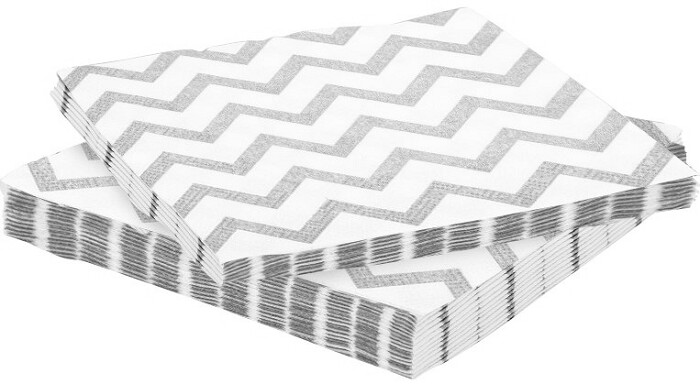Салфетки 33см Белые зигзаги Серебро 33х33см (уп20) ДонБал
