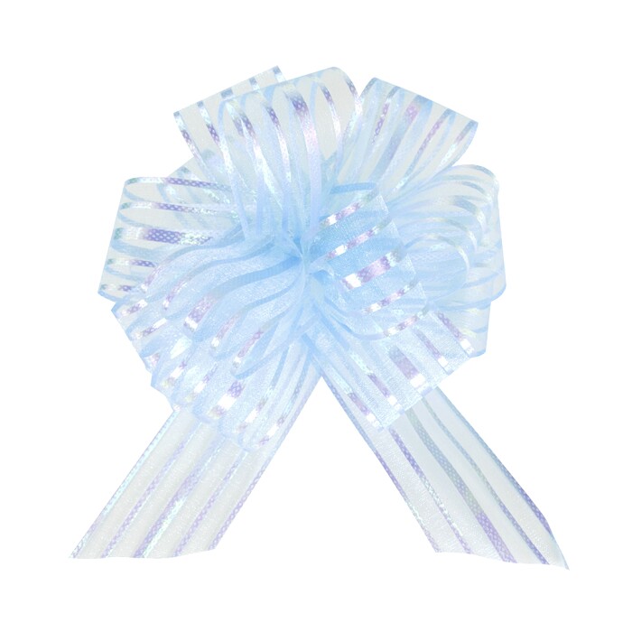 Бант 5х15см текстиль Тонкие полосы Голубой