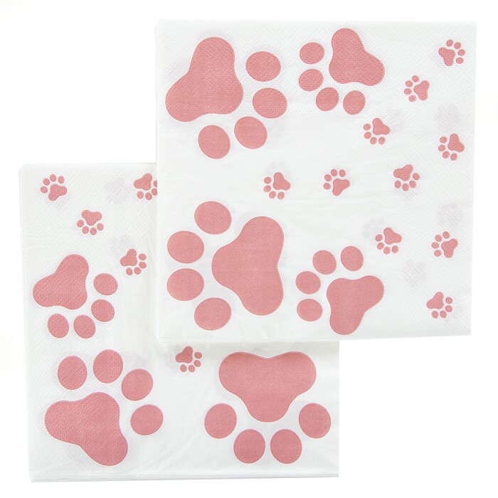 Салфетки 33см Лапки Белый Розовый (уп12) ВолВес