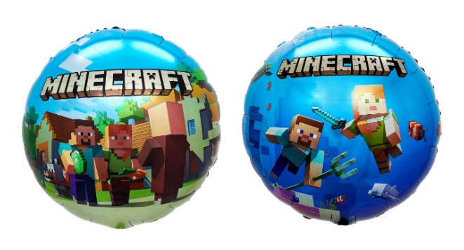 Шар фольга с рисунком 18'' 46смFL Круг, Пиксельные человечки, Дизайн №3 (упак)