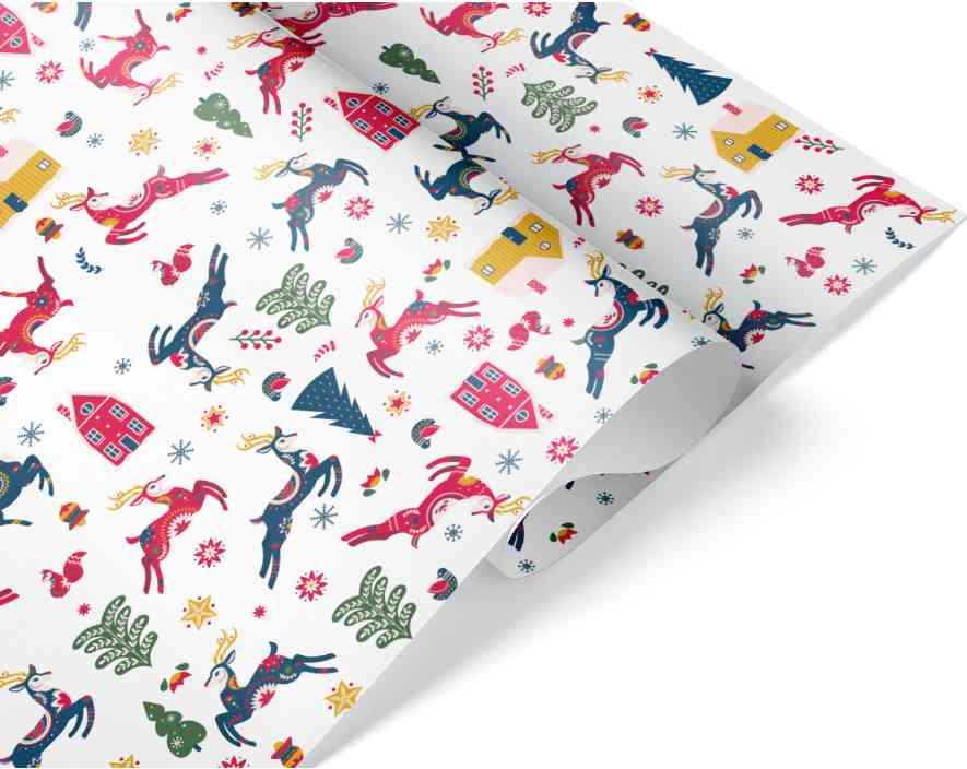 Бумага лист 70х100см Новогодние олени