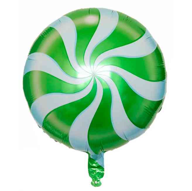 Шар фольга с рисунком 18"ВС круг Леденец Зеленый