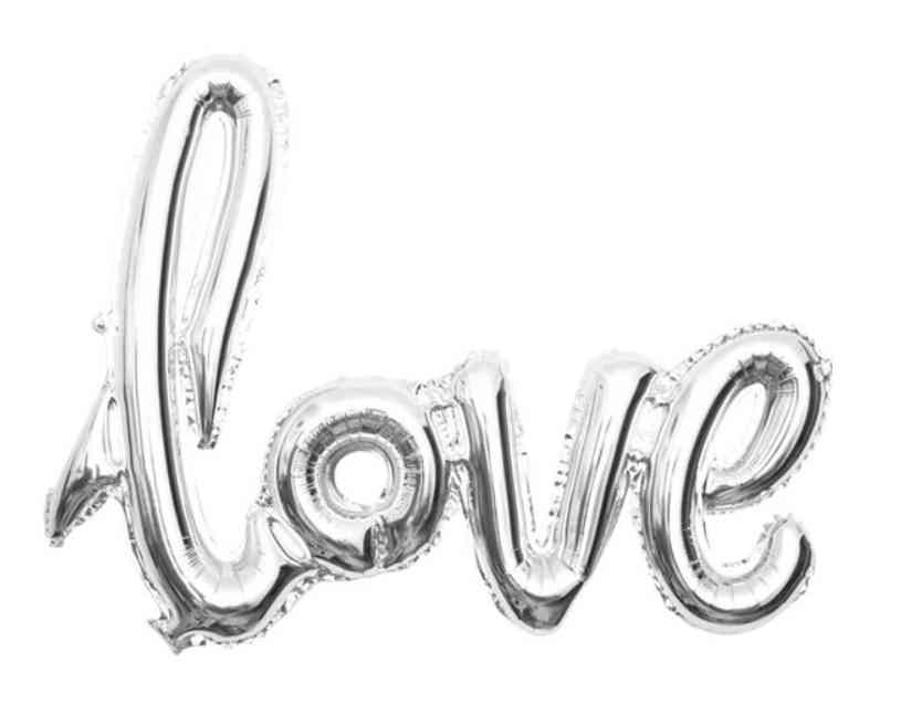 Шар-буквы 41''104 см, фольга LOVE, серебро