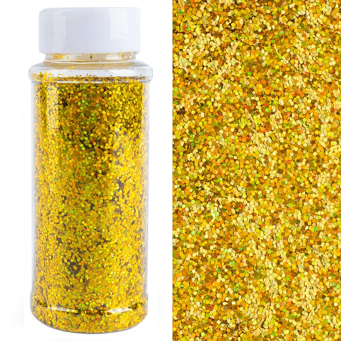 Глиттер 90г фольга Шестиугольники голография Золото в банке 0,1см